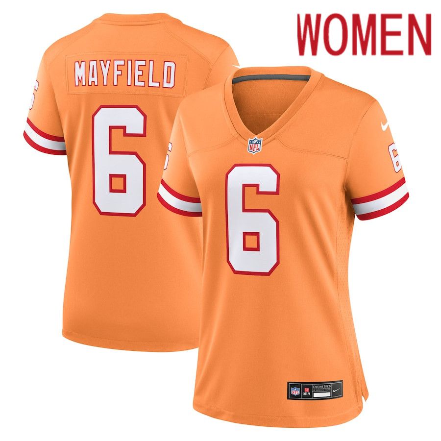 Women Tampa Bay Buccaneers #6 Baker Mayfield Nike Orange Throwback Game NFL Jersey